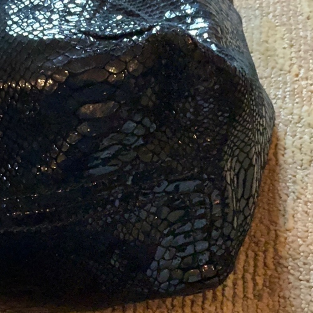 Michael Kors Shiny Black Faux Python/Snakeskin Ef… - image 7